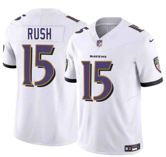 Men's Baltimore Ravens #15 Cooper Rush White 2025 F.U.S.E. Vapor Limited Football Jersey